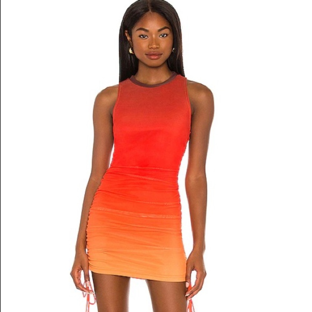 Medium Mesh Cinch Mini Dress in Lava Flow Ombré by BB Dakota by Steve Madden